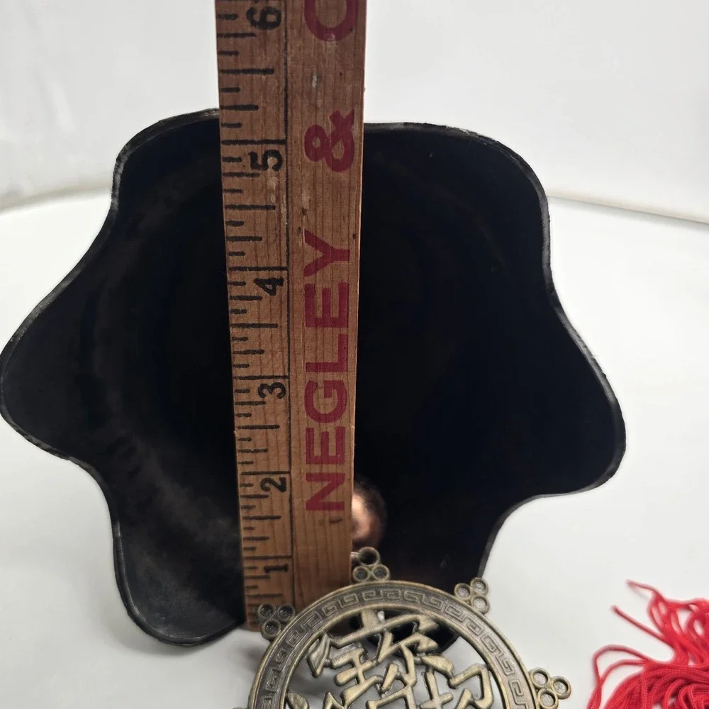 Vintage Chinese‎ Brass Bell with Dragon & Foo Dog Motif For Luck & Wealth